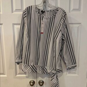 Talbots Black and White Striped Blouse - NWT